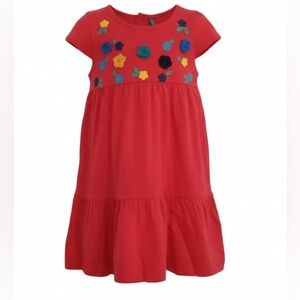 NWT Losan red dress with front flower applique